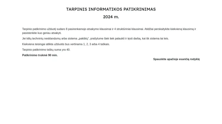 2024 m. informatikos tarpinis patikrinimas