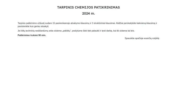 2024 m. chemijos tarpinis patikrinimas