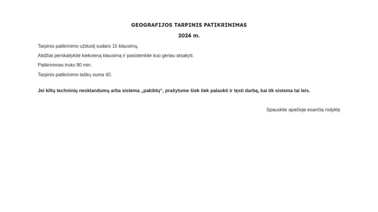 2024 m. geografijos tarpinis patikrinimas