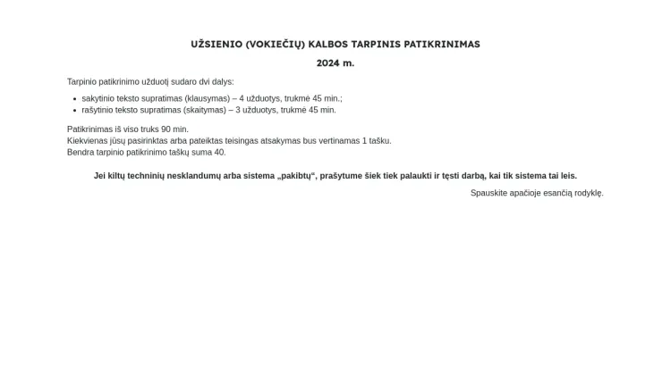 2024 m. užsienio (vokiečių) kalbos tarpinis patikrinimas